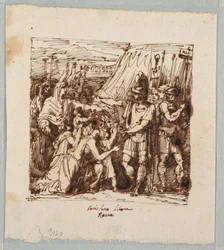 Piirros, Coriolanus suostuu purkamaan Rooman piirityksen, 1800-luvun loppupuoli