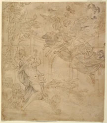 Piirros, Daniel leijonan luolassa, n. 1630-40.