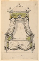 Piirustus, Roomalaistyylisen sängyn malli, 1780