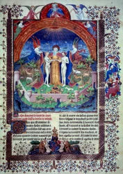 Aadam ja Eeva maallisessa paratiisissa, miniatyyri Flavius Josephuksen teoksesta "Juutalaisten muinaishistoria"