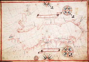 Adrianmeren merikartta, noin 1620 (pergamentti)