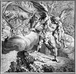 Pohjoistuulen allegoria. 1700-luvun kaiverrus.