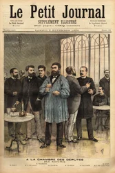 Edustajakamarin baarissa vasemmalta oikealle: Emile Basly (1835-1928), Pariisin kansanedustaja, kaivostyöläisten ammattiyhdistysliikkeestä, Camille Pelletan (1846-1915) toimittajakirjailija ja Bouches dun varajäsen Rhone, Alexandre Millerand (1859-1