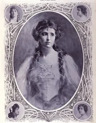 Australialainen laulaja Nellie (Nelly) Melba (1861-1931), 1800-luvun lopun akvarelli