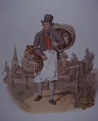 Leipuri toimittaa leipää, 1800-luvun alku (värilitho)