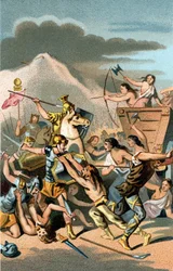 Aixin taistelu: Cimbrejen ja teutonien hyökkäys 110–102 eKr. Viisas, Rooman konsuli Caius Marius voitti teutonit.
