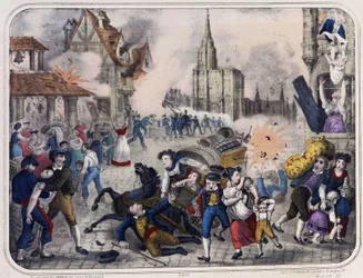Preussilaiset pommittivat Strasbourgia. 1870