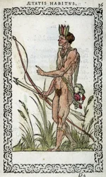 Brasilialainen kirjassa "" Habits et effigies", kirjoittanut Jean Sluperius vuonna 1572