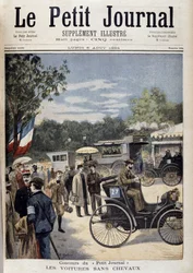 Autot ilman hevosia, ensimmäinen auto Panhard Levassor - kansi. "" Le Petite Journal"" 6. elokuuta
