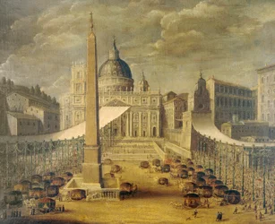 Corpus Christi -kulkue Pietarinkirkon aukiolla paavi Innocentius X:n aikaan, n. 1646, tuntemattoman taiteilija, öljy kankaalle