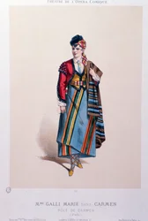 Laulaja Celestine Galli-Marien puku Carmenissa, Georges Bizet