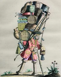 Parisan puvut läpi vuosisadan - Kaiverrus nro. 81 nimeltä "Ihaile la Force" - Huumeiden tekemä karikatyyri Armand Nompar II de Caumontia (1679-1761) vastaan. La Forcen herttua syyttää monopolista vuonna 1721