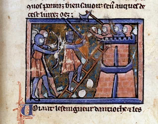 Ristiretki (luultavasti ensimmäinen): risteilyt valloittivat Jerusalemin. Miniatyyri William of Tyrelaisen (noin 1128-1186) käsikirjoituksesta