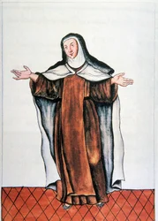 Perun arkielämä ja tavat: "" Carmelite dechaussee "" Vesiväri otettu Trujillon piispan (1782-1785) Baltasar Martinez Companon y Bajandan kirjasta "" Trujillo del Peru "". 1700-luvun Madrid. Biblioteca del Palacio Real