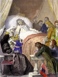 Ranskan kuninkaan Ludvig XIV:n (1638-1715) kuolema 1. syyskuuta 1715 Versailles