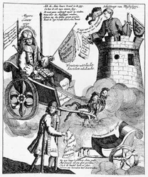 hollantilainen satiirinen printti John Lawa (1671-1729) vastaan Mississippin tapauksesta