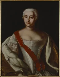 Elisabeth I, imperatrice de russie - Venäjän keisarinna Elisabetin (1709-1762) muotokuva, Nimetön . Öljy kankaalle. Mitat: 87 x 68 cm. Tukholman kansallismuseo