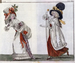 Muoti: nuoret tyylikkäät naiset. 1788
