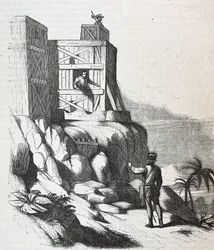 Francisco Roldan puhuu Adelantado Bartholomew Columbuksen kanssa Hispaniolan saarella Fort Concepcionissa vuonna 1497