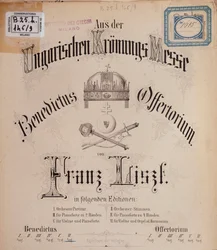 Lisztin Unkarilaisen kruunajaismessun partituurin kuvalehti (19. vuosisata)