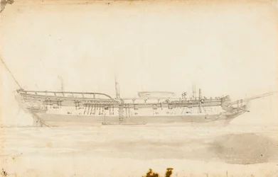 George Vancouverin "Discovery", noin 1789 (kynä, tussi, tussihuuhtelu).