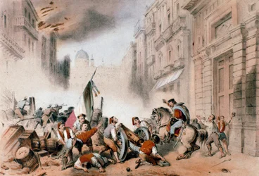 Giuseppe Garibaldi saapumassa Palermoon 26. toukokuuta 1860 (kaiverrus