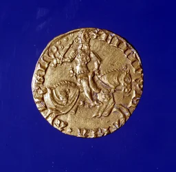 Kultakolikko, jossa on Filippo Maria Viscontin (1392 - 1447) kuva.