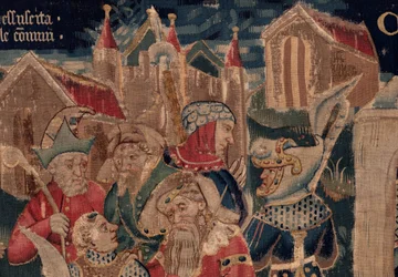 Saint Piatin ja Saint Eleuthèren historia, kohtaus 12: Tribuunin tyttären ylösnousemus Yksityiskohta.