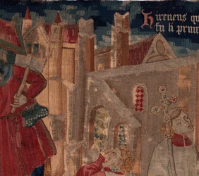 Saint Piatin ja Saint Eleuthèren historia, kohtaus 6 Yksityiskohta ylhäällä vasemmalla.