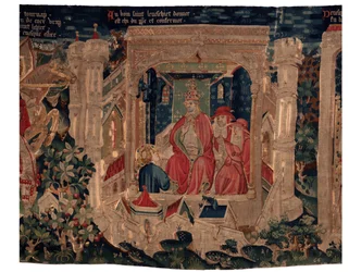 Saint Piatin ja Saint Eleuthèren historia, kohtaus 9 Saint-Éleuthère vahvistetaan Tournain piispaksi (Au boin saint l