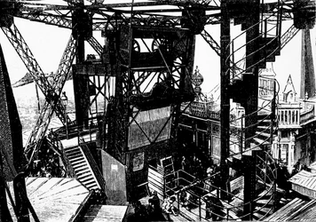 Kuva Eiffel-tornin rakentamisesta.