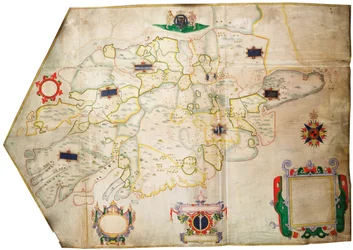 Irlanti Shannonin joki, n.1585 (pellava, vellum)