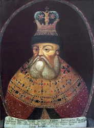 Ivan le Terrible - Parsuna (muotokuva) tsaari Ivan IV Kamalasta (1530-1584), Anonyymi. Öljy kankaalle