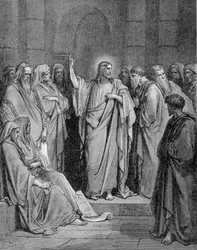 Jeesus Kristus synagogassa. Pyhän Luukkaan evankeliumin mukaan.
