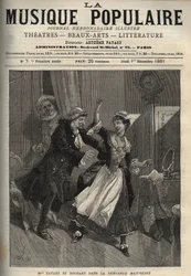 Marie Justine Benoite Duronceray, nimeltään Madame Favart, ja Rochart (Rochard) Pergolesen (Giovanni Battista Pergolesi) "Servante Maitressessa" (Serva padrona) - kaiverrus maineikkaassa viikkolehdessä "Popular Music"" - 1882