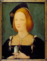 Maria Tudor, Ranskan kuningatar - muotokuva Englannin Maria Tudorista (1496-1534), Ludvig XII:n kolmannesta puolisosta. Tuntematon 1500-luvun maalaus. Pariisi, Musée des Arts Décoratifs