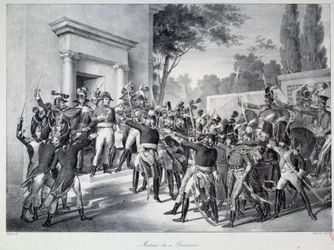 Kenraalien ja upseerien tapaaminen Napoleon Bonapartessa (1769-1821) noin kello 7 aamulla 18 brumairen The Coup d