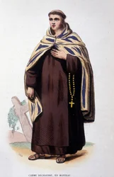 Karmelin ritarikunnan jäsen (Order of Our Lady of Mount Carmel). Kaiverrus 1800-luvulta