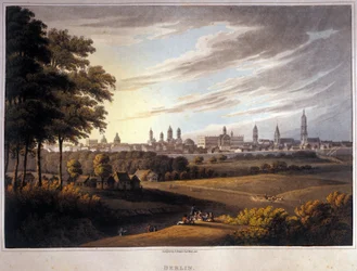 Yleiskatsaus Berliinin kaupungista Saksassa. 1814