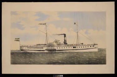 Paddle Steamer Gloria (litografia, värillinen)