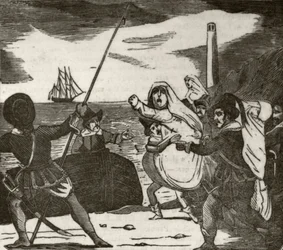 "Pierre ja hänen työtoverinsa kuljettamassa nunnia luostarista", n. 1836