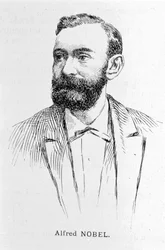 Alfred Nobelin (1833 - 1896), ruotsalaisen teollisuusmiehen ja kemistin muotokuva.