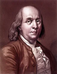 Muotokuva Benjamin Franklinista (1706-1790), yhdysvaltalaisesta filosofista, fyysikasta ja suurlähettilästä.