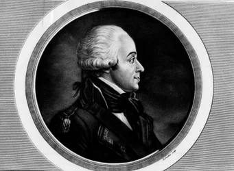 Ulkoministeri Charles Francois Dumouriezin (1739-1823) muotokuva. Kaiverrus "" Täydellinen kokoelma Ranskan vallankumouksen historiallisia maalauksia, kolme osaa.""" 1804.