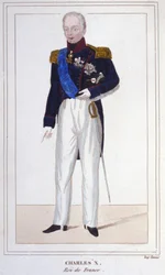 Kaarle X:n, Ranskan kuninkaan (1757 - 1836) muotokuva, kaiverrus vuodelta 1830