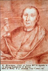 Girolamo Chiti di Sienan (1679-1759) muotokuva italialainen kapellmeister (kappelimestari) Kaiverrus. 1700-luvulla. Bologna, Civic Museum Museum