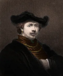 Muotokuva Harmenszoon van Rijn Rembrandtista (1606-1669), hollantilainen taidemaalari - Harmenszoon Van Rijn Rembrandt 1606-1669 - kaiverrus - 1800-luku