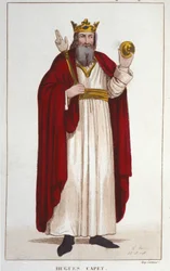 Muotokuva Hugues I Capetista (n. 941 - 996), Ranskan herttuasta ja sitten Ranskan kuninkaan.