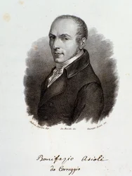 Italian säveltäjän Bonifazio Asiolin muotokuva (kaiverrus. 1800-luku)
