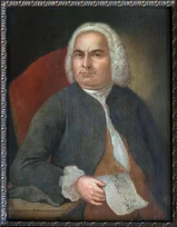 Johann Sebastian Bachin muotokuva - Johann Emanuel Goebel (1720-1759). Öljy kankaalle, ennen 1754. Bachin talo Eisenachissa